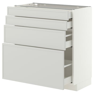 METOD / MAXIMERA Base cab 4 frnts/4 drawers, white/Aspudden light grey, 80x41x80 cm