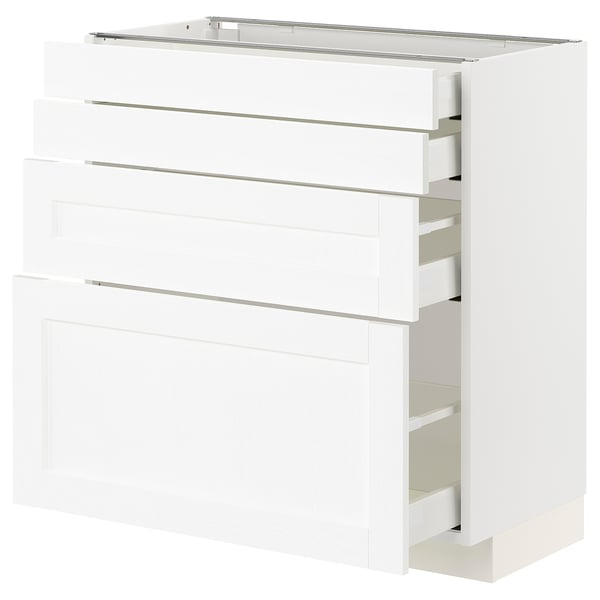 METOD / MAXIMERA Base cab 4 frnts/4 drawers, white Enköping/white wood effect, 80x41x80 cm