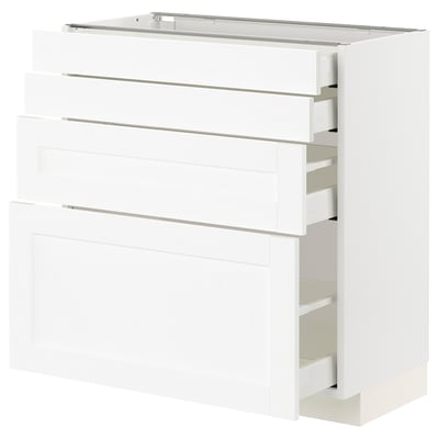 METOD / MAXIMERA Base cab 4 frnts/4 drawers, white Enköping/white wood effect, 80x41x80 cm