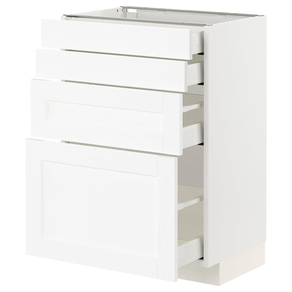 METOD / MAXIMERA Base cab 4 frnts/4 drawers, white Enköping/white wood effect, 60x41x80 cm