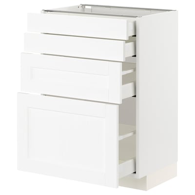 METOD / MAXIMERA Base cab 4 frnts/4 drawers, white Enköping/white wood effect, 60x41x80 cm