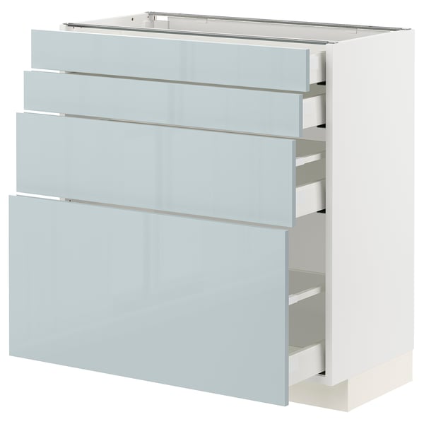 METOD / MAXIMERA Base cab 4 frnts/4 drawers, white/Kallarp light grey-blue, 80x41x80 cm