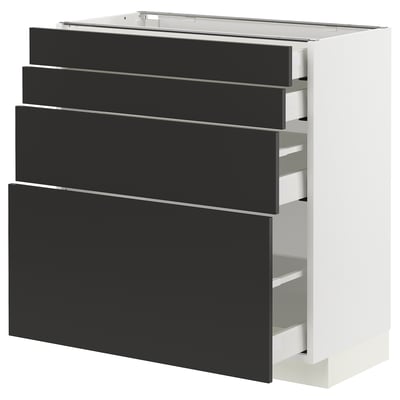 METOD / MAXIMERA Base cab 4 frnts/4 drawers, white/Nickebo matt anthracite, 80x41x80 cm