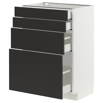 METOD / MAXIMERA Base cab 4 frnts/4 drawers, white/Nickebo matt anthracite, 60x41x80 cm