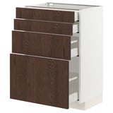 METOD / MAXIMERA Base cab 4 frnts/4 drawers, white/Sinarp brown, 60x41x80 cm