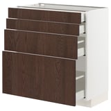 METOD / MAXIMERA Base cab 4 frnts/4 drawers, white/Sinarp brown, 80x41x80 cm