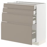 METOD / MAXIMERA Base cab 4 frnts/4 drawers, white/Upplöv matt dark beige, 80x41x80 cm