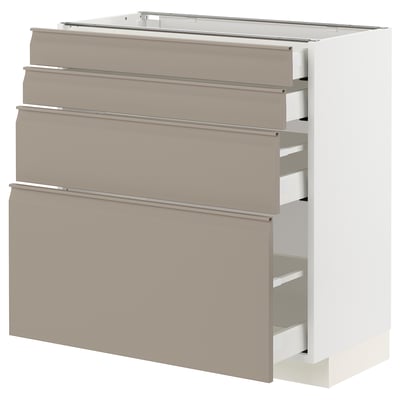 METOD / MAXIMERA Base cab 4 frnts/4 drawers, white/Upplöv matt dark beige, 80x41x80 cm