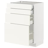 METOD / MAXIMERA Base cab 4 frnts/4 drawers, white/Vallstena white, 60x41x80 cm