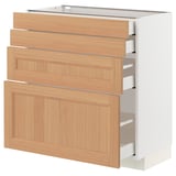 METOD / MAXIMERA Base cab 4 frnts/4 drawers, white/Vedhamn oak, 80x41x80 cm
