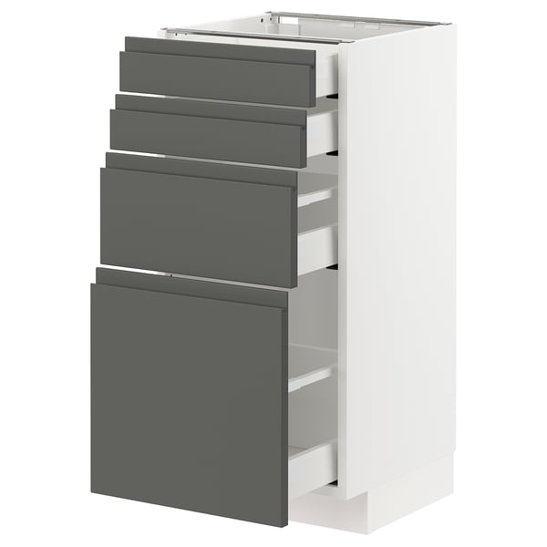 METOD / MAXIMERA Base cab 4 frnts/4 drawers, white/Voxtorp dark grey, 40x41x80 cm