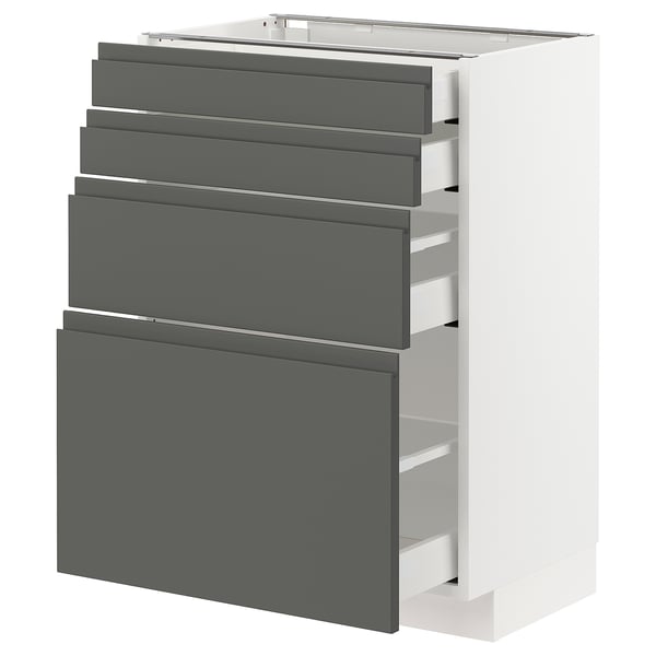 METOD / MAXIMERA Base cab 4 frnts/4 drawers, white/Voxtorp dark grey, 60x41x80 cm