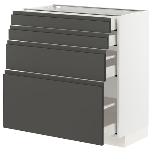 Modern kitchen unit: METOD with dark grey voxtorp fronts, sleek design, four drawers.