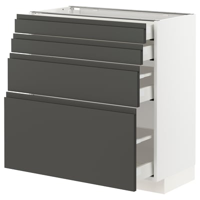 METOD / MAXIMERA Base cab 4 frnts/4 drawers, white/Voxtorp dark grey, 80x41x80 cm