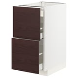 METOD / MAXIMERA Base cab f hob/2 fronts/3 drawers, white Askersund/dark brown ash effect, 40x60x80 cm