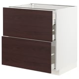 METOD / MAXIMERA Base cab f hob/2 fronts/3 drawers, white Askersund/dark brown ash effect, 80x60x80 cm