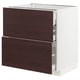 METOD / MAXIMERA Base cab f hob/2 fronts/3 drawers, white Askersund/dark brown ash effect, 80x60x80 cm