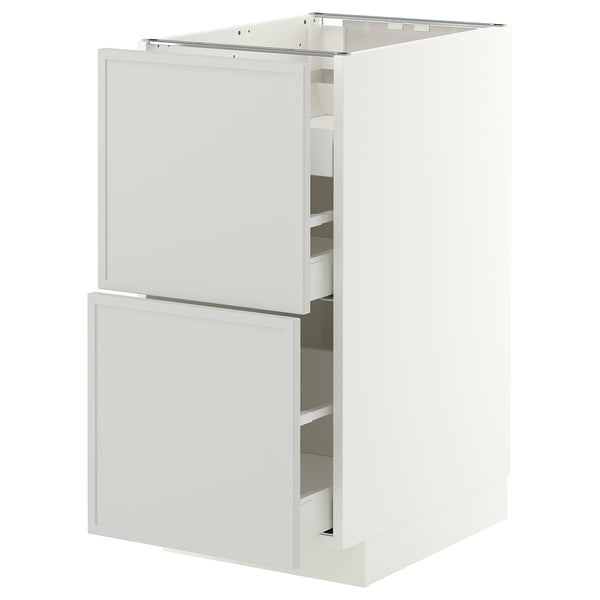 METOD / MAXIMERA Base cab f hob/2 fronts/3 drawers, white/Aspudden light grey, 40x60x80 cm