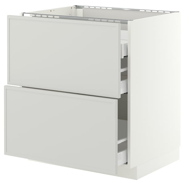 METOD / MAXIMERA Base cab f hob/2 fronts/3 drawers, white/Aspudden light grey, 75x60x80 cm