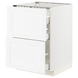 METOD / MAXIMERA Base cab f hob/2 fronts/3 drawers, white Enköping/white wood effect, 60x60x80 cm