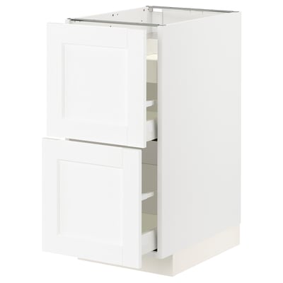 METOD / MAXIMERA Base cab f hob/2 fronts/3 drawers, white Enköping/white wood effect, 40x60x80 cm