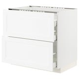 METOD / MAXIMERA Base cab f hob/2 fronts/3 drawers, white Enköping/white wood effect, 90x60x80 cm