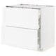 METOD / MAXIMERA Base cab f hob/2 fronts/3 drawers, white Enköping/white wood effect, 90x60x80 cm