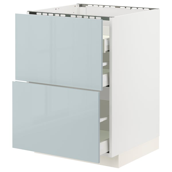 METOD / MAXIMERA Base cab f hob/2 fronts/3 drawers, white/Kallarp light grey-blue, 60x60x80 cm