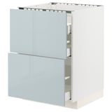 METOD / MAXIMERA Base cab f hob/2 fronts/3 drawers, white/Kallarp light grey-blue, 60x60x80 cm