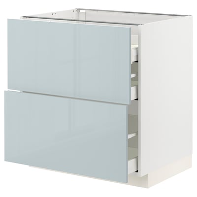 METOD / MAXIMERA Base cab f hob/2 fronts/3 drawers, white/Kallarp light grey-blue, 80x60x80 cm