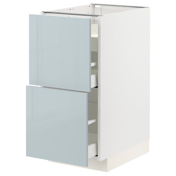 METOD / MAXIMERA Base cab f hob/2 fronts/3 drawers, white/Kallarp light grey-blue, 40x60x80 cm