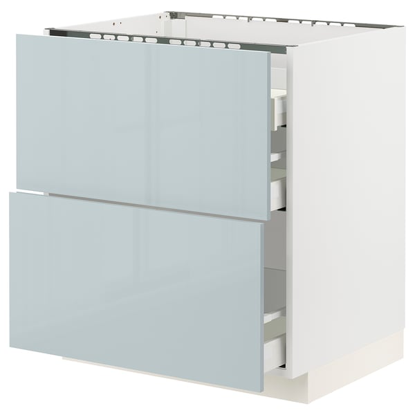 METOD / MAXIMERA Base cab f hob/2 fronts/3 drawers, white/Kallarp light grey-blue, 75x60x80 cm