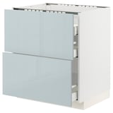 METOD / MAXIMERA Base cab f hob/2 fronts/3 drawers, white/Kallarp light grey-blue, 75x60x80 cm