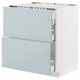 METOD / MAXIMERA Base cab f hob/2 fronts/3 drawers, white/Kallarp light grey-blue, 75x60x80 cm