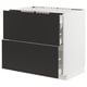METOD / MAXIMERA Base cab f hob/2 fronts/3 drawers, white/Nickebo matt anthracite, 90x60x80 cm