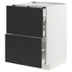 METOD / MAXIMERA Base cab f hob/2 fronts/3 drawers, white/Nickebo matt anthracite, 60x60x80 cm