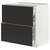 METOD / MAXIMERA Base cab f hob/2 fronts/3 drawers, white/Nickebo matt anthracite, 80x60x80 cm