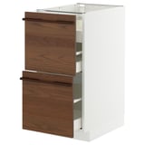 METOD / MAXIMERA Base cab f hob/2 fronts/3 drawers, white/Stensta dark brown ash veneer, 40x60x80 cm