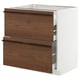 METOD / MAXIMERA Base cab f hob/2 fronts/3 drawers, white/Stensta dark brown ash veneer, 80x60x80 cm