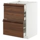 METOD / MAXIMERA Base cab f hob/2 fronts/3 drawers, white/Stensta dark brown ash veneer, 60x60x80 cm