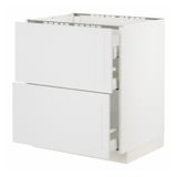 METOD / MAXIMERA Base cab f hob/2 fronts/3 drawers, white/Stensund white, 75x60x80 cm