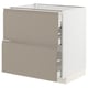 METOD / MAXIMERA Base cab f hob/2 fronts/3 drawers, white/Upplöv matt dark beige, 80x60x80 cm