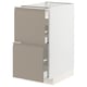 METOD / MAXIMERA Base cab f hob/2 fronts/3 drawers, white/Upplöv matt dark beige, 40x60x80 cm