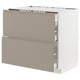 METOD / MAXIMERA Base cab f hob/2 fronts/3 drawers, white/Upplöv matt dark beige, 90x60x80 cm