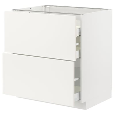 METOD / MAXIMERA Base cab f hob/2 fronts/3 drawers, white/Vallstena white, 80x60x80 cm