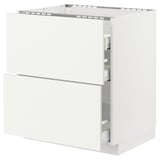 METOD / MAXIMERA Base cab f hob/2 fronts/3 drawers, white/Vallstena white, 75x60x80 cm