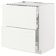 METOD / MAXIMERA Base cab f hob/2 fronts/3 drawers, white/Vallstena white, 75x60x80 cm