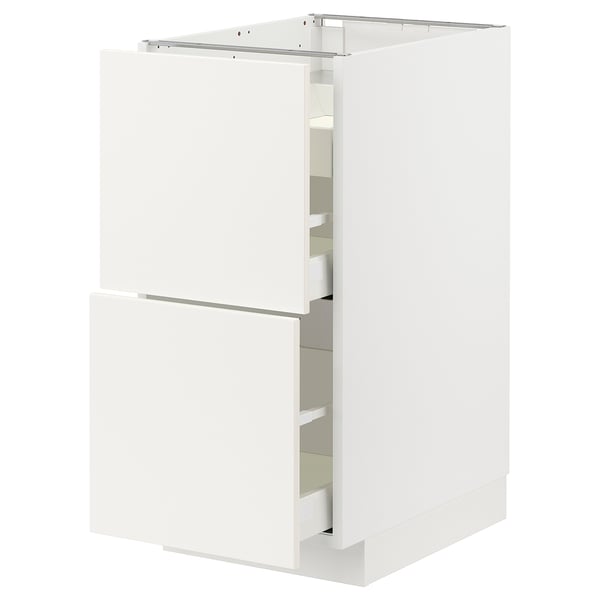 METOD / MAXIMERA Base cab f hob/2 fronts/3 drawers, white/Vallstena white, 40x60x80 cm