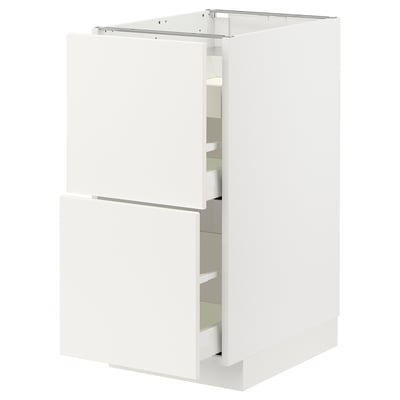 METOD / MAXIMERA Base cab f hob/2 fronts/3 drawers, white/Vallstena white, 40x60x80 cm