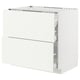 METOD / MAXIMERA Base cab f hob/2 fronts/3 drawers, white/Vallstena white, 90x60x80 cm